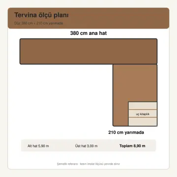 Tervina Açık Ceviz MDF Kitaplık Uçlu Yarımada Mutfak Dolabı