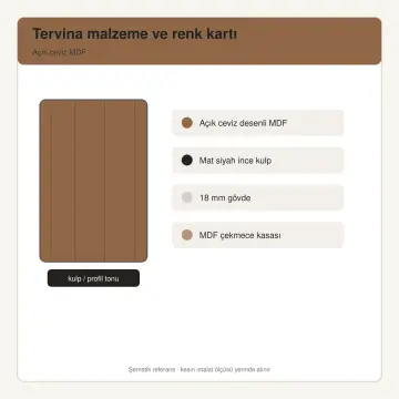 Tervina Açık Ceviz MDF Kitaplık Uçlu Yarımada Mutfak Dolabı