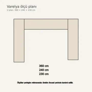 Varelya Fildişi Membran Sürgülü Kahvaltı Cepli U Mutfak Dolabı