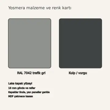 Yosmera RAL 7042 Lake Fırın Kulesi Nişli Z Plan Mutfak Dolabı