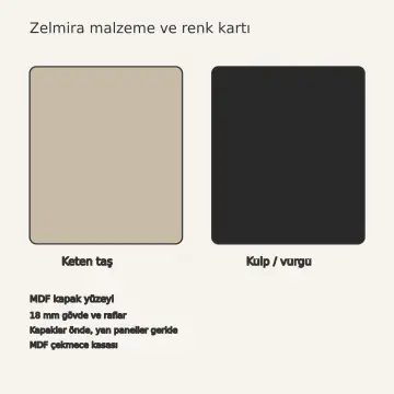 Zelmira Keten Taş MDF Basamaklı Boy Dolaplı Düz Mutfak Dolabı