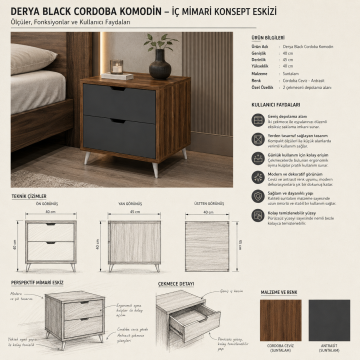 Derya Black Cordoba Komodin
