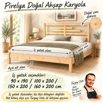 Pirelya Doğal Ahşap Karyola