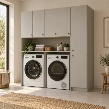 Sarevya Lake Yan Yana Makine ve Temizlik Dolabı 180 cm