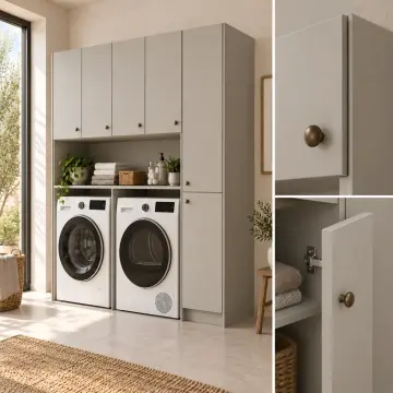 Sarevya Lake Yan Yana Makine ve Temizlik Dolabı 180 cm