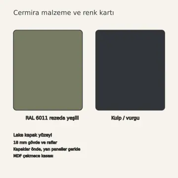 Cermira RAL 6011 Lake Gizli Kurutmalıklı Düz Mutfak Dolabı