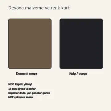 Deyona Dumanlı Meşe MDF Döner Raflı Yarımada Mutfak Dolabı