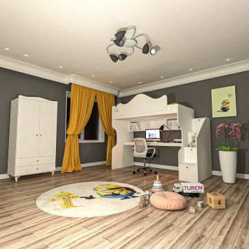 Klasik Masalı Ranza ve 2 Kapılı Gardrop