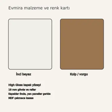 Evmira İnci Beyaz High Gloss Çekilir Hazırlık Tezgâhlı Düz Mutfak Dolabı