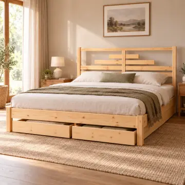 Pirelya Doğal Ahşap Çekmeceli Karyola