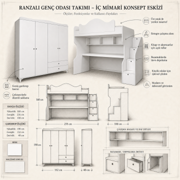 Klasik Masalı Ranza Ve 4 Kapılı Gardrop