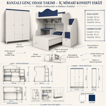 Klasik Dikey Ranza ve 3 Kapılı Gardrop