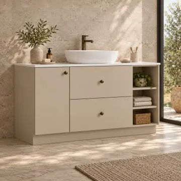 Tarelya Membran Açık Raflı Banyo Dolabı 140 cm