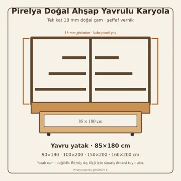Pirelya Doğal Ahşap Yavrulu Karyola