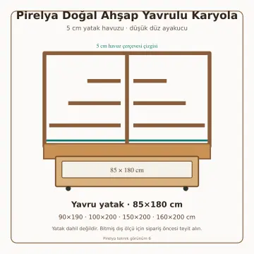 Pirelya Doğal Ahşap Yavrulu Karyola