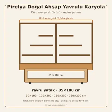 Pirelya Doğal Ahşap Yavrulu Karyola