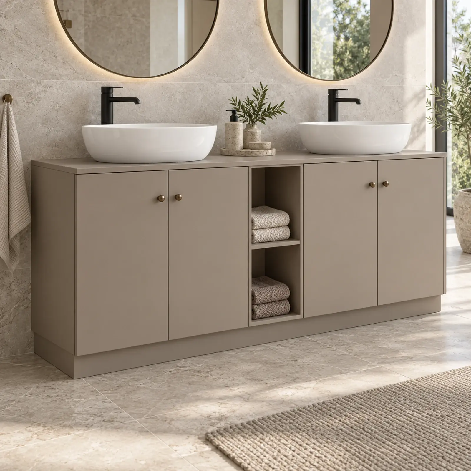 Narevya Lake Orta Havlu Nişli Banyo Dolabı 180 cm