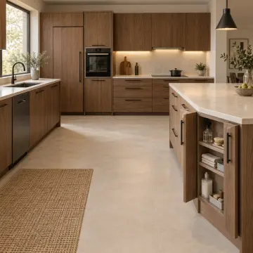 Lavmira Doğal Ceviz MDF Evye Önü Sığ Dolaplı G Plan Mutfak Dolabı