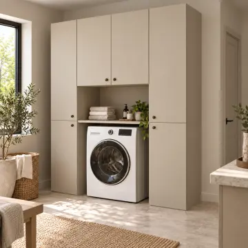 Solenya Membran Çamaşır Makinesi, Açık Tezgâh ve Çift Boy Dolabı 160 cm