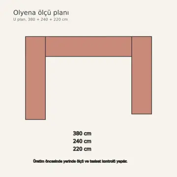 Olyena RAL 3012 Lake Alçaltılmış Hamur Hazırlık Bankolu U Mutfak Dolabı