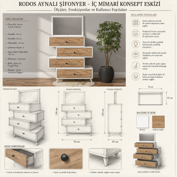 Rodos Aynalı Şifonyer