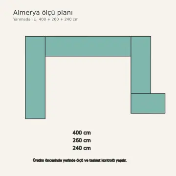 Almerya RAL 6034 Lake Açılır Bar Tezgâhlı Yarımadalı U Mutfak Dolabı
