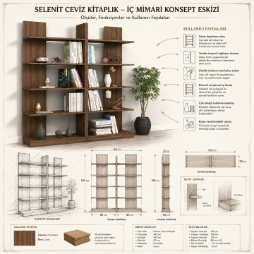 Selenit Ceviz Kitaplık