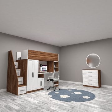 Gloss Membran Kapak Genç Odası Takımı