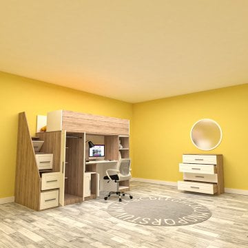 Gloss Membran Kapak Genç Odası Takımı