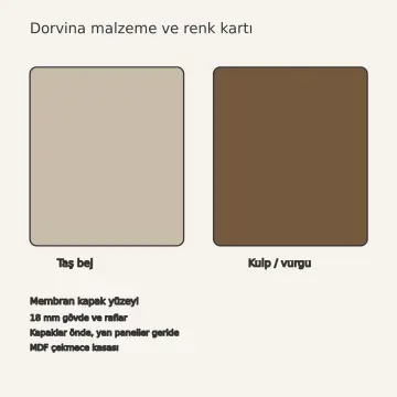 Dorvina Taş Bej Membran Yükselir Kahvaltı Tablalı Sol L Mutfak Dolabı