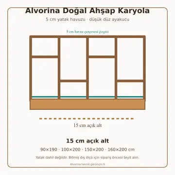 Alvorina Doğal Ahşap Karyola