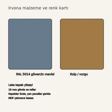 Irvona RAL 5014 Lake Çekilir Tencere Askılı U Mutfak Dolabı