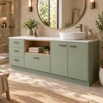 Mirevya Membran Havlu Nişli Çekmeceli Banyo Dolabı 180 cm