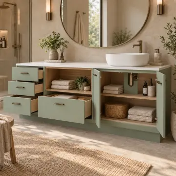 Mirevya Membran Havlu Nişli Çekmeceli Banyo Dolabı 180 cm