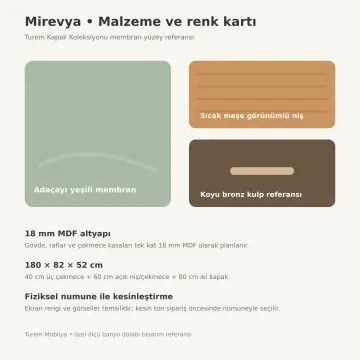 Mirevya Membran Havlu Nişli Çekmeceli Banyo Dolabı 180 cm