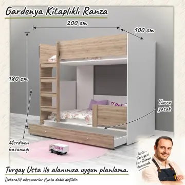 Gardenya Kitaplıklı Ranza