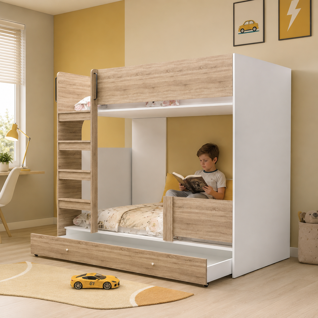 Gardenya Kitaplıklı Ranza