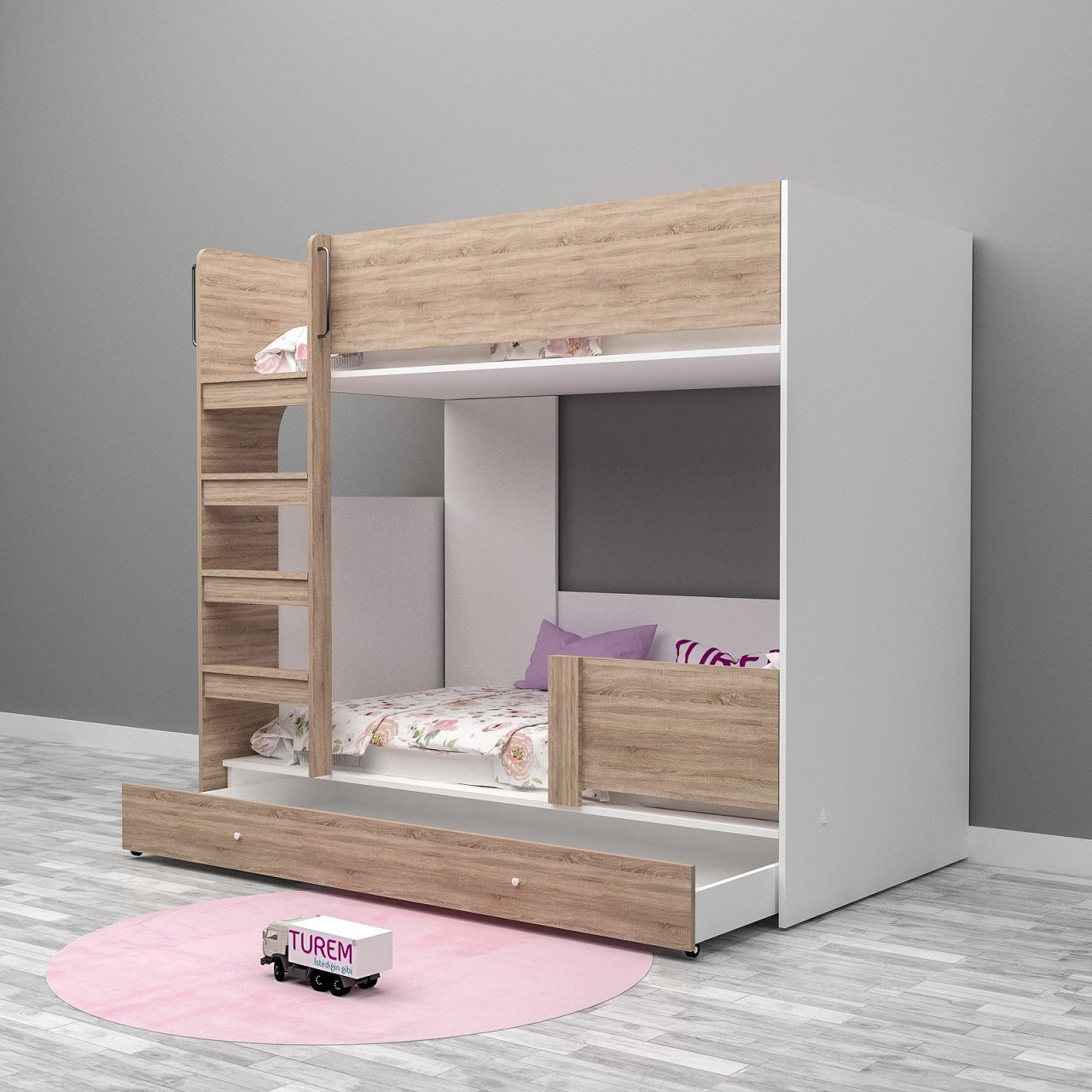 Gardenya Kitaplıklı Ranza