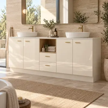 Evrelya High Gloss Orta Havlu Nişli Çekmeceli Banyo Dolabı 180 cm