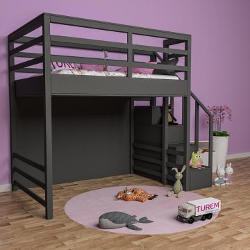 Grey Doğal Ahşap Ranza