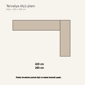 Tervalya Kaşmir Membran Kapak İçi Ölçü Takımı Panolu Sağ L Mutfak Dolabı