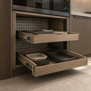 Varevya Dumanlı Meşe MDF Fırın Altı Havalandırmalı Tepsi Raflı Paralel Mutfak Dolabı