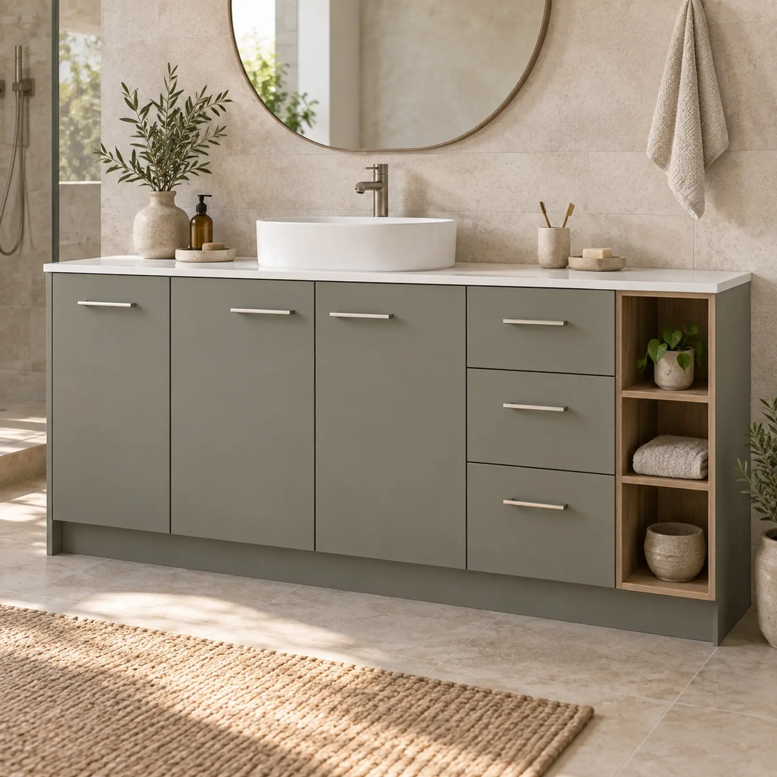 Larevya Lake Dört Modüllü Açık Raflı Banyo Dolabı 175 cm