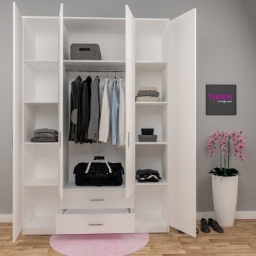 4 Kapılı Çıtalı Kapak Gardırop