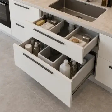 Zaryona İnci Beyaz High Gloss Evye Altı U Çekmeceli Düz Mutfak Dolabı