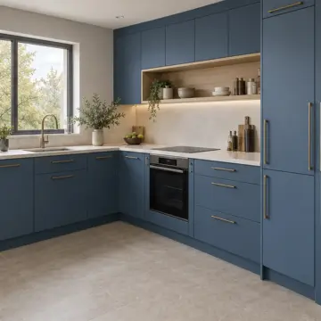 Belvona RAL 5023 Lake Mafsallı Böbrek Raflı U Mutfak Dolabı