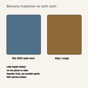 Belvona RAL 5023 Lake Mafsallı Böbrek Raflı U Mutfak Dolabı