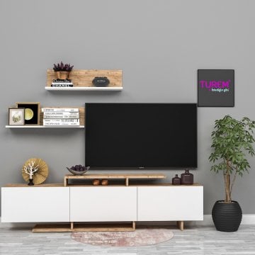 Kar Beyaz Üst Raflı Tv Ünitesi