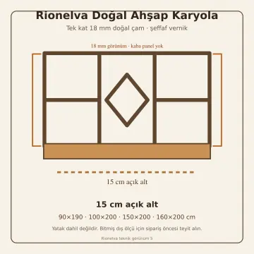 Rionelva Doğal Ahşap Karyola