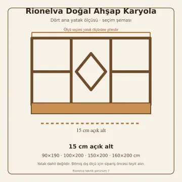 Rionelva Doğal Ahşap Karyola